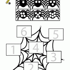 Web-Based Spider Counting Activity with Numbers 1 to 6 and Cut-Out Spiders