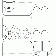 Eğlenceli Hayvanlar: Kedi (cat), Domuz (pig), Fil (elephant) Çizimleri