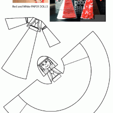 Red and White Paper Dolls Coloring Activity - Craft Tutorial