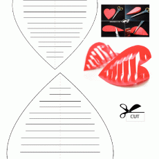 Kalp Şablonu ve Kesim Talimatları - El İşi Etkinliği İçin Eğitsel Materyal