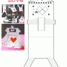 Robot Love Craft Template with Heart Design