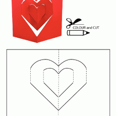 Kalp Şablonu - Kes-Color (1 Heart Shape Template - Cut and Color)