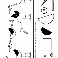 Geometric Shapes to Draw a Stork: Educational Activity with 4 Storks and Required Figures