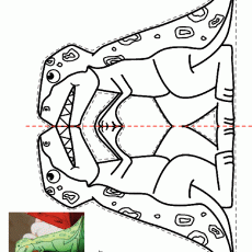Dinozor Şeklinde Kesim ve Boyama Aktivitesi (Rakam: 1, Yazı: Bir)
