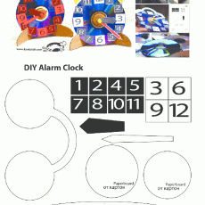 DIY Alarm Clock Crafting Template with Numbers 1 to 12 and Shapes for Learning Time