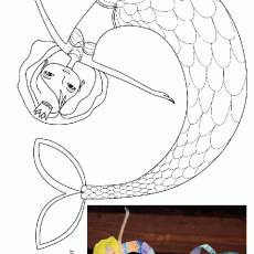Mermaid Coloring and Craft Template: 1 Mermaid Character Design with Scaly Tail for Educational Art Activities