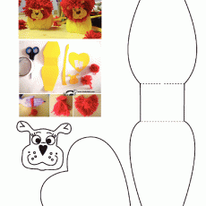 LION in Love Craft Template: Interactive Heart and Animal Face Design for Art Education