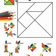 Tangram Eğlencesi: Şekil Oluşturma Oyunu (7 Şekil: mum, tavşan, balık, tavuk, kedi, kuğu, at)