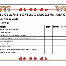 BİLİŞSEL GELİŞİM DEĞERLENDİRME FORMU: 4-10 Yaş Arası Çocuklar için Gözlem Tablosu