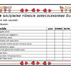 Motor Gelişimi Değerlendirme Ölçeği için Gözlem Formu