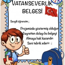 Vatanseverlik Belgesi - Eğitim Sertifikası - Öğrenci Başarı Belgesi