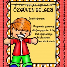 Özgüven Belgesi - Öğrenci Başarı Sertifikası