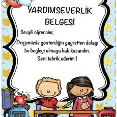 Yardımseverlik Belgesi - Öğrenci Teşvik Sertifikası