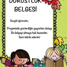 Dürüstlük Belgesi - Öğrenci Başarısı ve Teşekkür Sertifikası