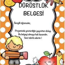 Dürüstlük Belgesi - Öğrenci Başarı Sertifikası