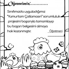 Yumurta Çatlaması Projesi Başarı Belgesi