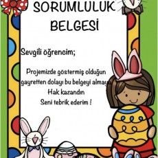 Sorumluluk Belgesi - Öğrenci Başarı Sertifikası - Hediye ve Teşvik