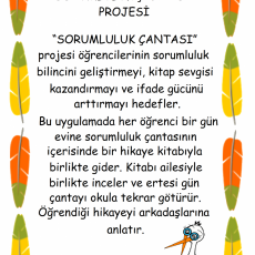 DEĞERLER EĞİTİMİ SORUMLULUK ÇANTASI PROJESİ - Kitap Sevgisi ve Sorumluluk Bilinci Geliştirme