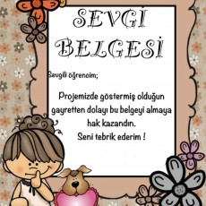 Sevgi Belgesi: Öğrenci Başarısı ve Teşvik Sertifikası