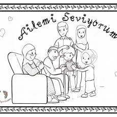 Ailem'i Seviyorum - Aile Temalı Boyama Sayfası