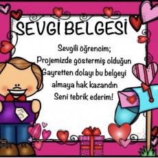 Sevgi Belgesi: Öğrenci Başarı Sertifikası