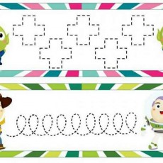 Eğlenceli Şekil Çizimi ve Yazma İçi Boş Aktivite Kartları - Toy Story Karakterleri