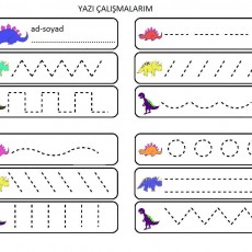 Eğitici Yazı Çalışmaları - Dinozor Figürleri ile Kalem Tutma Alıştırmaları