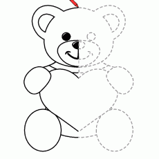 Teddy Bear Coloring Activity with Heart Outline (1 teddy bear, 1 heart)