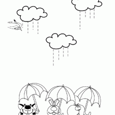 Raining Animals with Umbrellas Coloring Activity