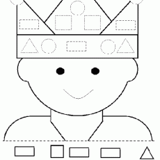 Geometrik Şekillerle Taçlandırılmış Çocuk Çizimi ve Şekil Eşleştirme Etkinliği