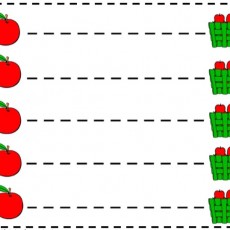 3 Adet Yeşil Sepet ve 5 Adet Kırmızı Elma Resmi