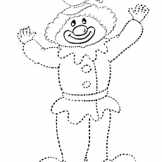 Dotted-Line Clown Coloring Activity