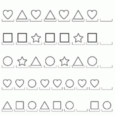 Geometric Shapes Educational Worksheet for Kids: Teaching Recognition of Basic Shapes - Circle, Square, Triangle, Heart, Star