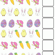 Easter-Themed Patterns: Bunnies, Eggs, Chicks, and Carrots Activity Sheet