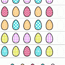 Easter Egg Patterns Activity Sheet: 10 Decorative Eggs for Coloring and Pattern Recognition