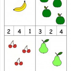 Fruit Counting and Identification Worksheet with Numbers and Graphics