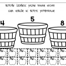 Meyve Sepeti Sayma Etkinliği - 4, 5, 8 Rakamları ile Eğitici Çalışma