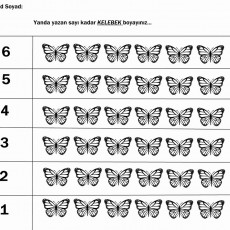 Kelevelerin Boyanması - 1'den 6'ya Kadar Sayılarla Kelebek Boyama Çalışması