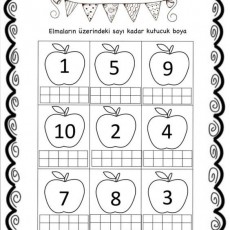 Elmaların Sayılarına Göre Boyama Etkinliği: 1, 5, 9, 10, 2, 4, 7, 8, 3 Sayıları ile Eğlenceli Öğrenme