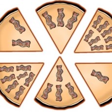 Bacon Topped Pizza Slices Illustration: 6 Slices of Pizza with Bacon
