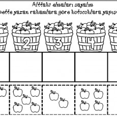 Sayılarla Elma Sayma Etkinliği: Rakam 5, 3, 2, Sepet Seçenekleri ve Elma Çizimleri