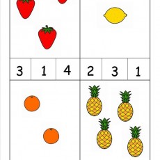 Meyve Sayma ve Sıralama Aktivitesi: 3 Çilek, 1 Limon, 2 Portakal, 4 Ananas