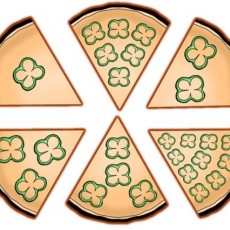 Altı Dilim Shamrock Desenli Pizza İllüstrasyonu