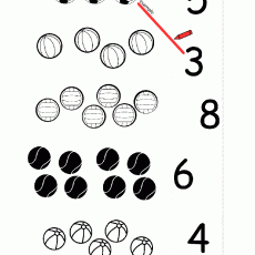 Sayılar ve Toplar: 5 (BEŞ), 3 (ÜÇ), 8 (SEKİZ), 6 (ALTILIK), 4 (DÖRT) - Spor Topları Sayım Aktivitesi