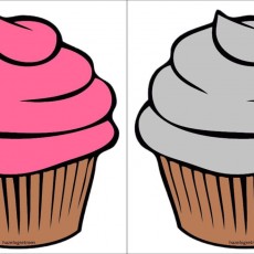 Renkli Kek: Pembe ve Gri Cupcake Resmi