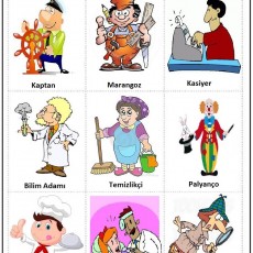Eğitici Kartlar: Meslekler - Kapitan, Marangoz, Kasiyer, Bilim Adamı, Temizlikçi, Palyancı, Aşçı, Dişçi, Dedektif