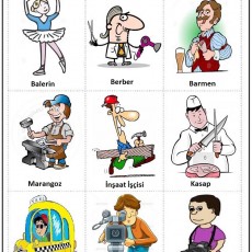 Eğitici Kartlar: Meslekler - Balerin, Berber, Barmen, Marangoz, İnşaat İşçisi, Kasap, Şoför, Kameraman, Fotografç