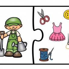 Eğitimsel Puzzle: Dikiş ve Bahçe Aletleri Teması