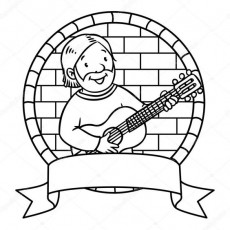 Çizgi Karakter Gitar Çalan Adam - Müzik Eğitimi