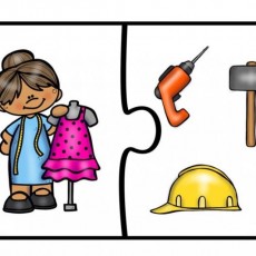 Eğitici Puzzle: İş Güvenliği ve El Sanatları Eşyaları - Çekiç, Matkap, Kask ve Elbise